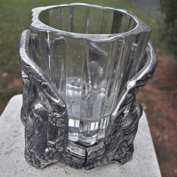 Silver Metal Bunny Rabbit Candle Holder or Trinket Dish Silver Metal Glass Gifts - Picture 8 of 16